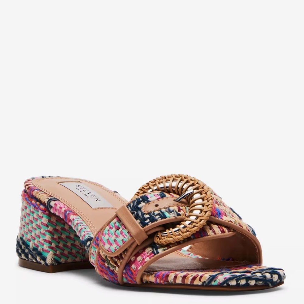 Steven By Steve Madden Pink and Blue Sandals with Chunky Heel